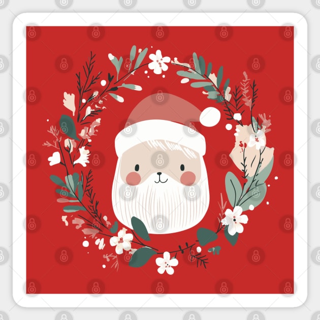 Boho Kawaii Santa – Cute Christmas Aesthetic Art Sticker by TuncGK